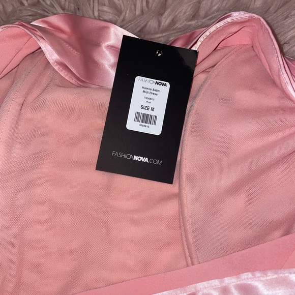 Fashion Nova Kamila Satin Midi Dress- Pink - Picture 2 of 5